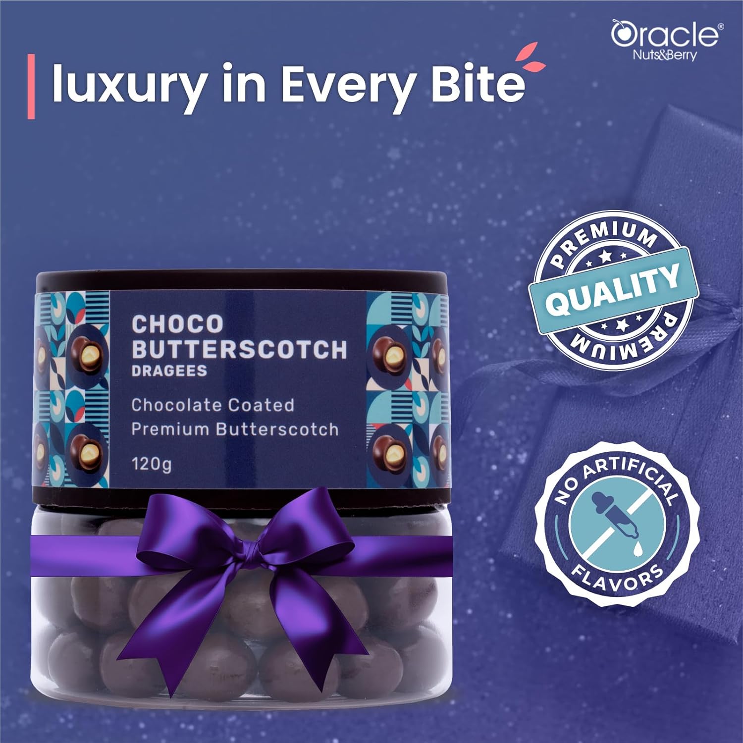 Oracle Nuts & Berry Choco Butterscotch Dragees – Premium Chocolate Coated Butterscotch Treats (120gm)