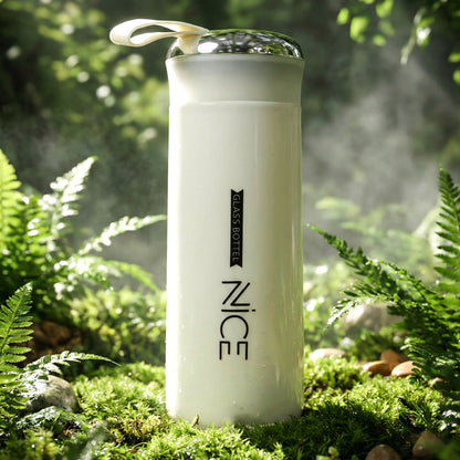 Reusable white glass bottle for infused drinks