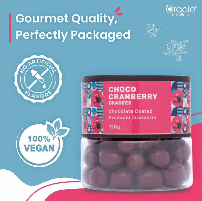 Oracle Choco Cranberry Dragees Chocolate Coated Premium Cranberries (120gm)