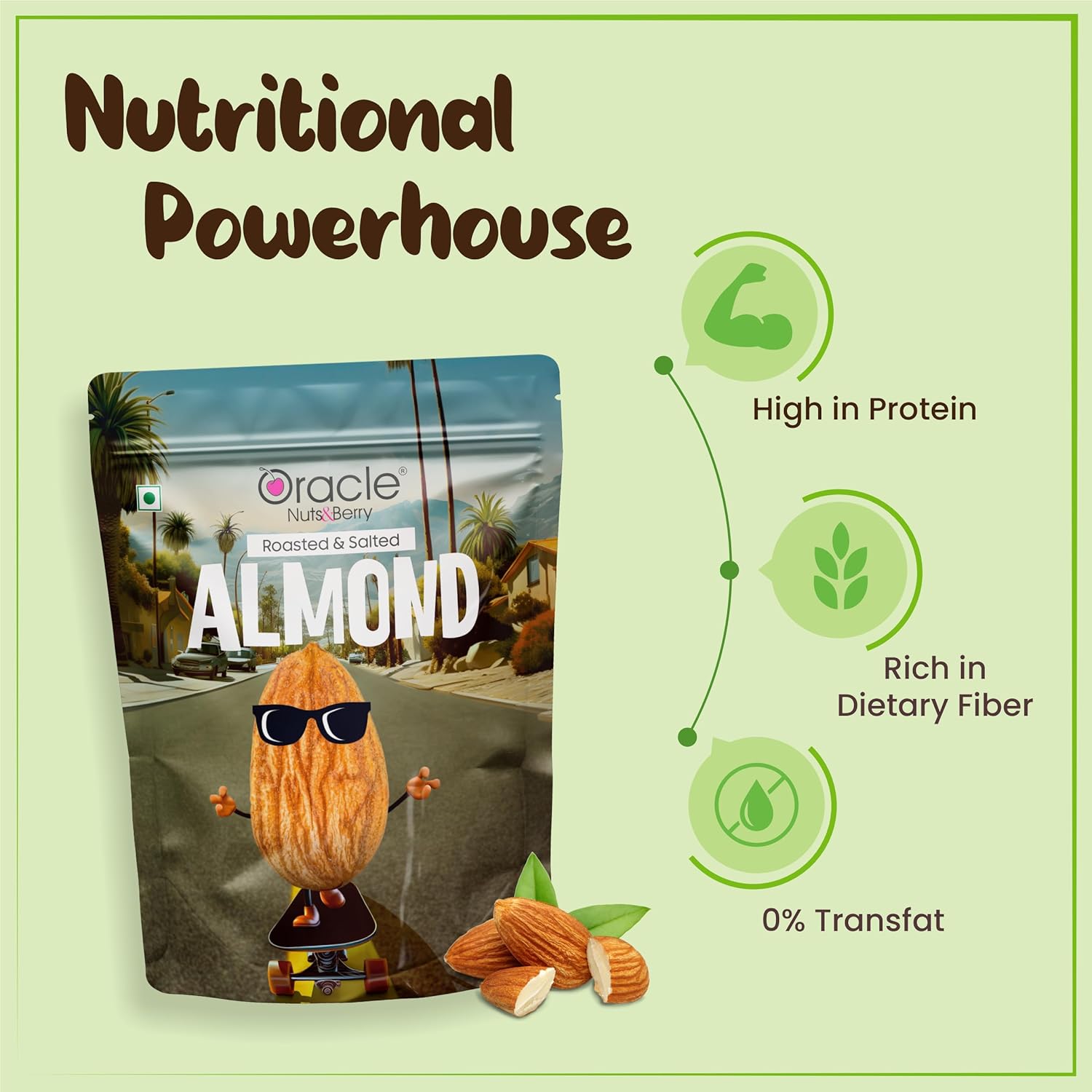 Oracle Roasted & Salted Premium Almonds Nutritious Dry Fruits Snack (200gm)