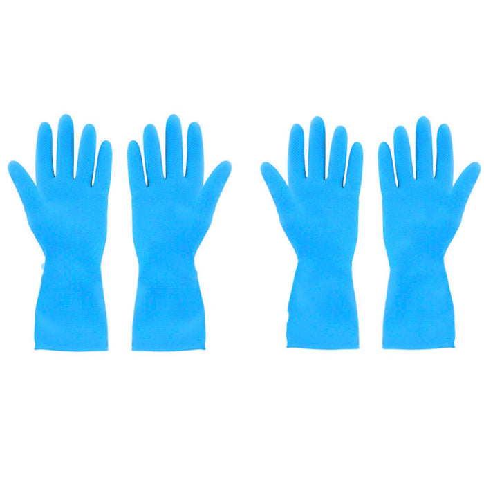 2 Pair Large Blue Gloves For Different Types Of Purposes Like Washing Utensils, Gardening And Cleaning Toilet Etc.