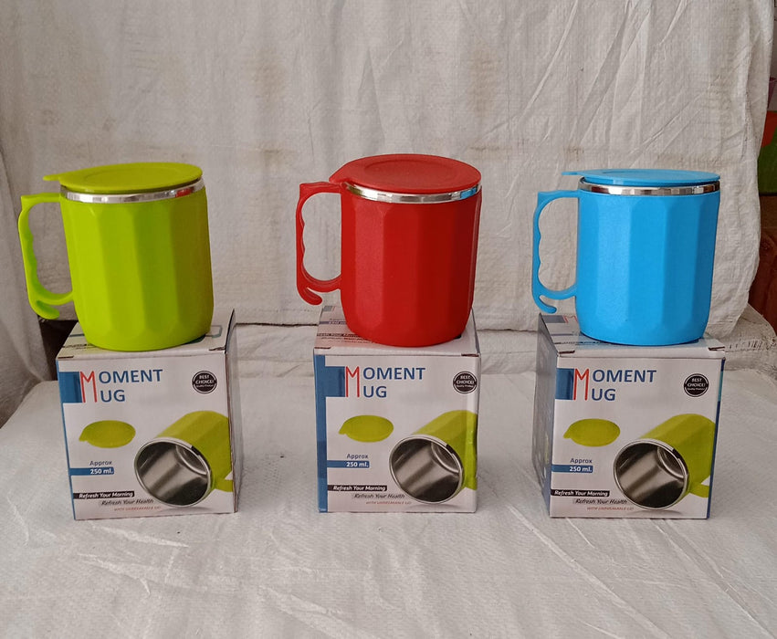 250ML Stainless Steel Mug: Insulated, Leakproof Lid, Hot/Cold Drinks (Mix Color)