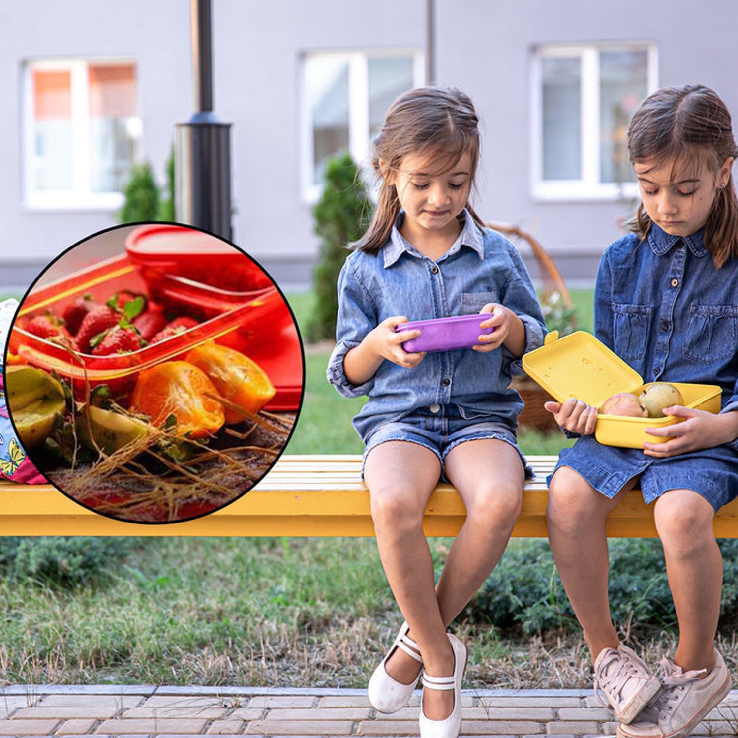 Two-container lunch box with seal