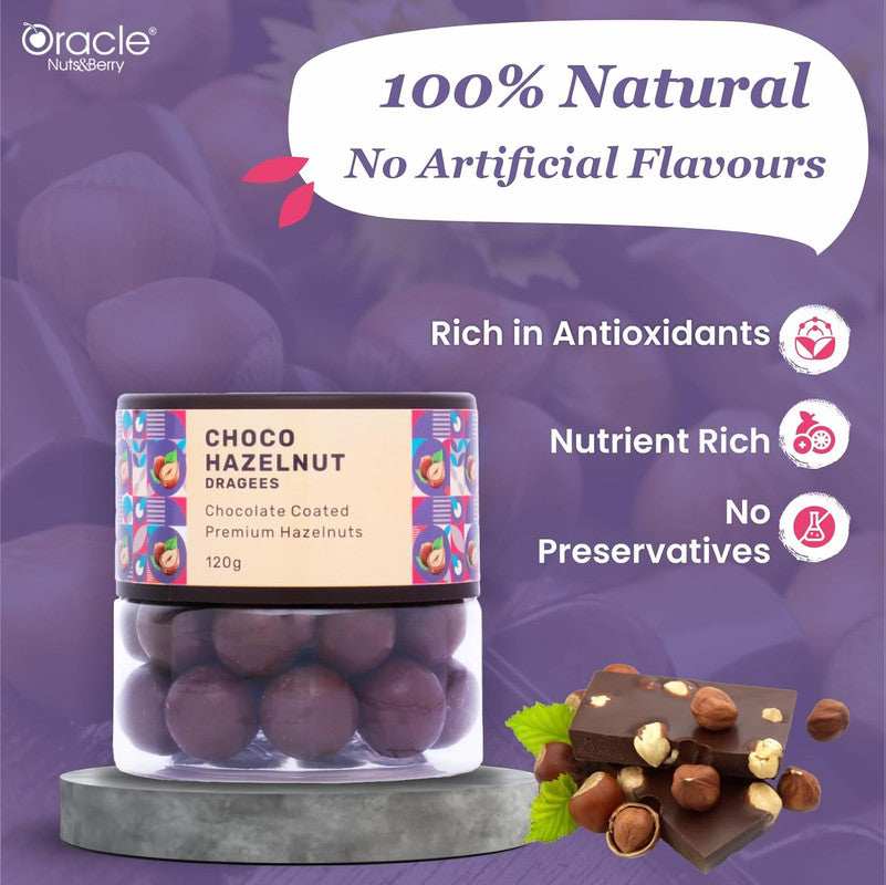 Oracle Nuts & Berry Choco Hazelnut Dragees – Chocolate Coated Premium Hazelnuts (120gm)
