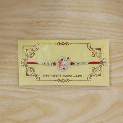 Premium Om Symbol Enamel Crystal Stone Beads Traditional Rakhi