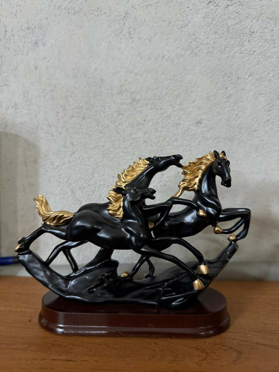 Running Horse Decorative Showpiece with Gold Accents for Home & Office Decor