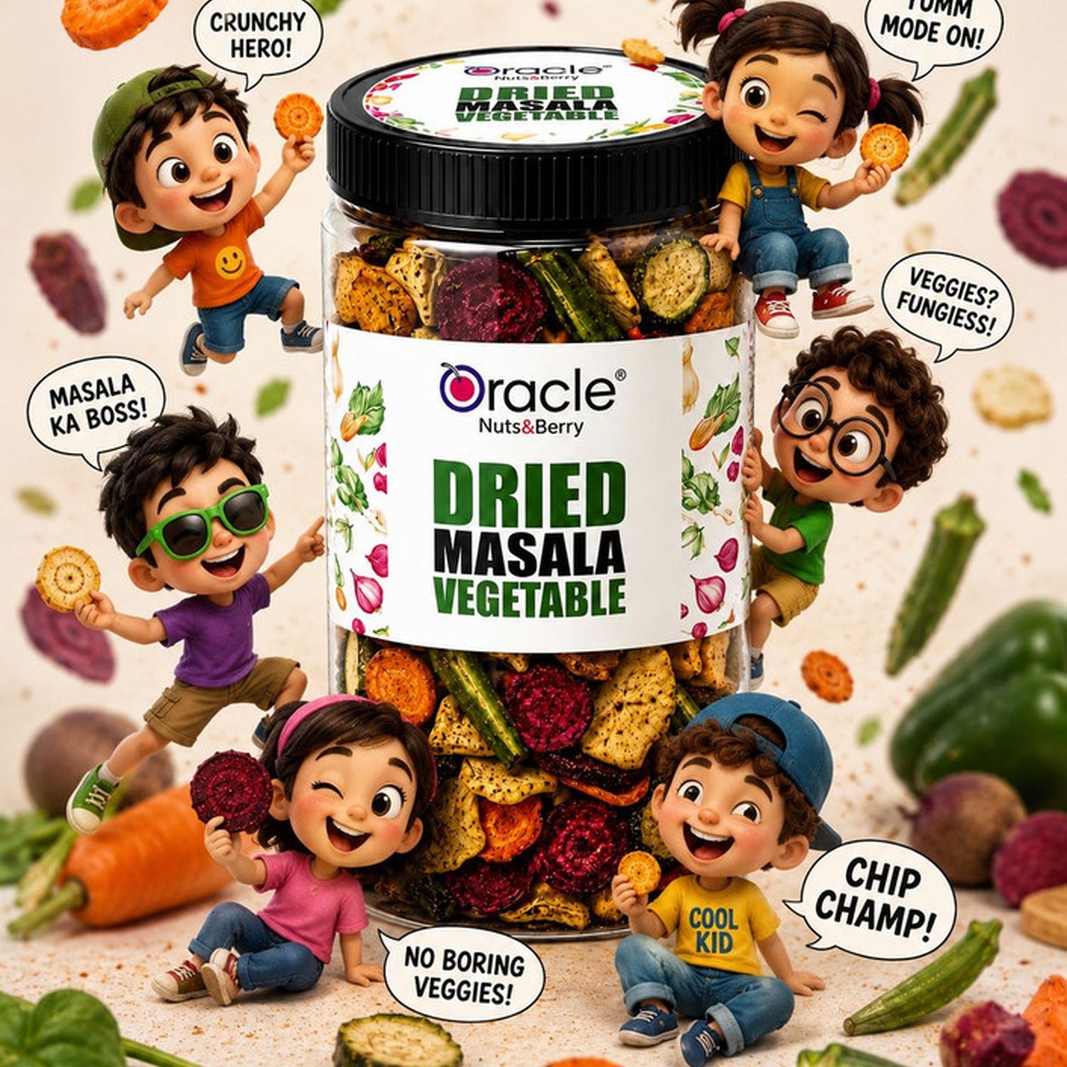 A plate of crunchy Oracle Masala Vegetables snack