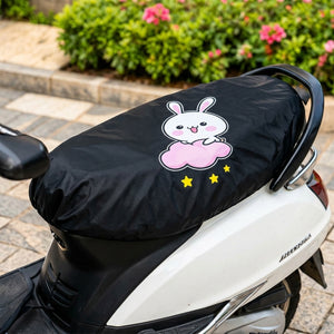 Scooter Seat Cover with Cute Rabbit Print and Elastic Fitting Edge (1 Pc)