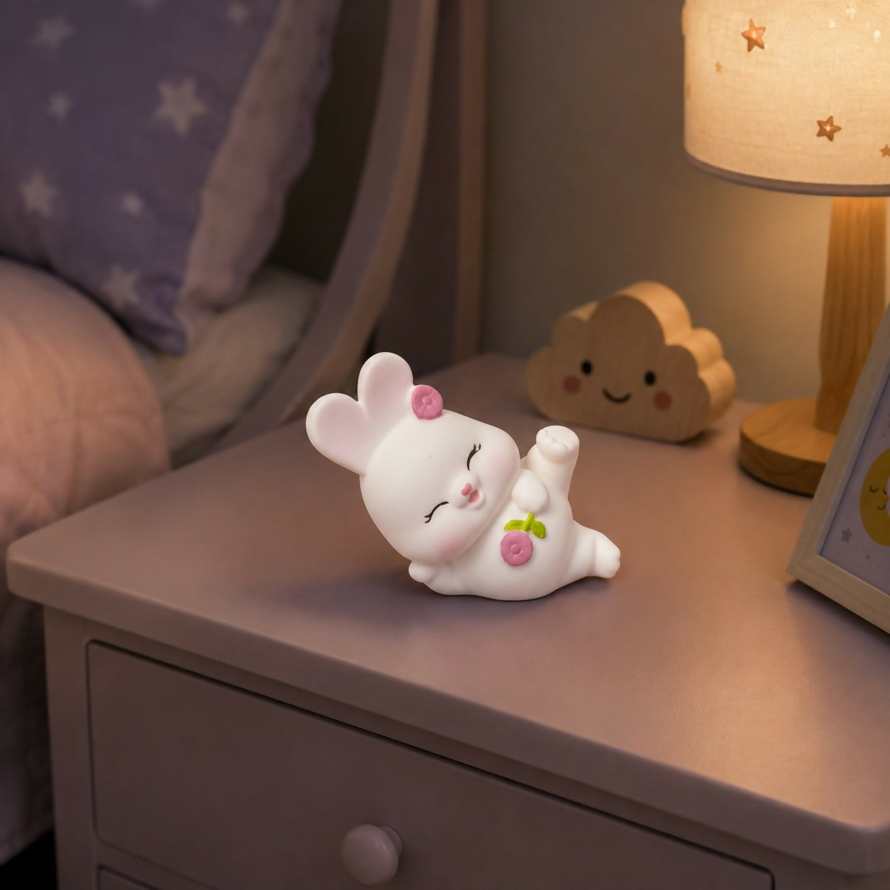 Soft glowing bunny night lamp for kids bedroom
