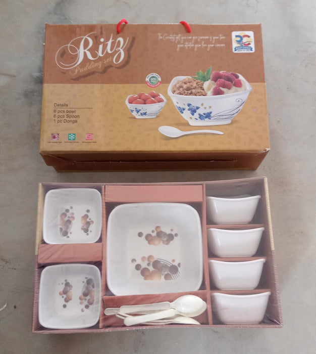 2735 13 Pc Pudding Set used as a cutlery set for serving food purposes and sweet dishes and all in all kinds of household and official places etc.