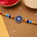 Evil Eye Rakhi Protective Blue Beads for Brother (5pcs)
