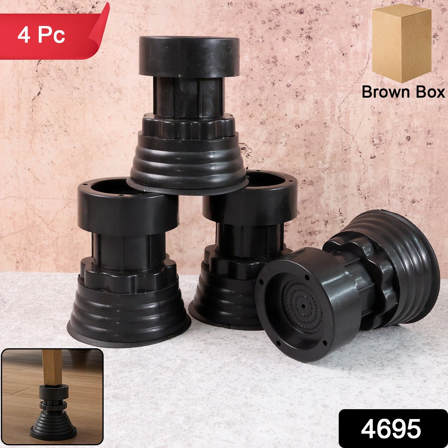 Heavy-Duty Adjustable Furniture Stand / Washing Machine Stand - (4 Pc / Set)