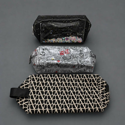 Durable fabric pouch with modern printed design