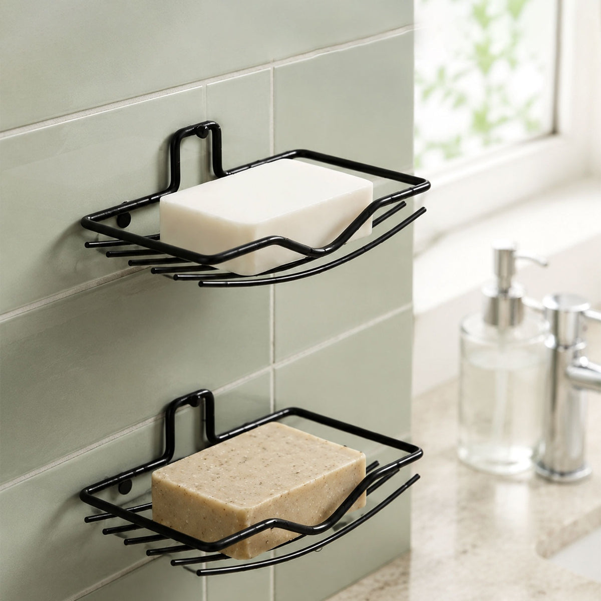 Wall Mount Soap Rack – 2-Piece Bathroom Organizer | VelvetBubbles