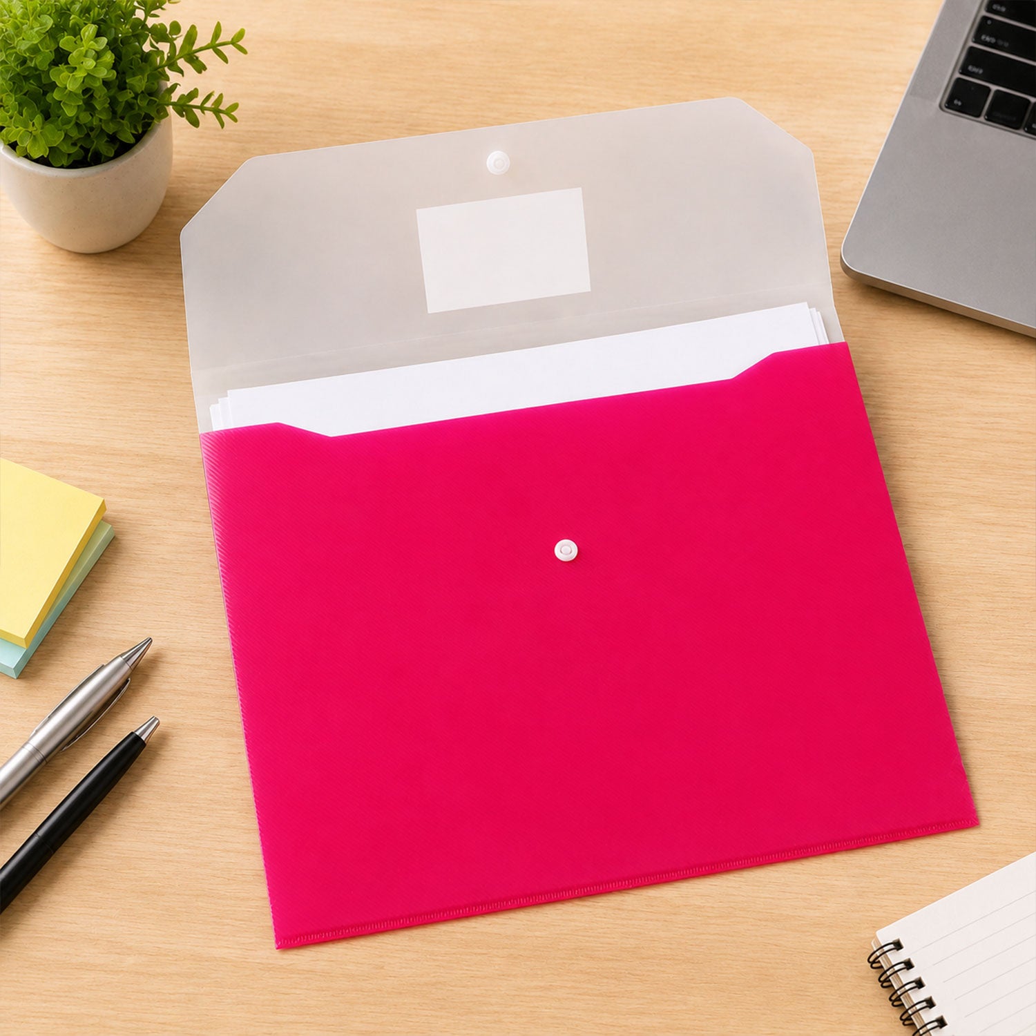Double Pocket Document Bag File Envelope Folder with Snap Button for A4 Papers (1 Pc, Mix Colour)