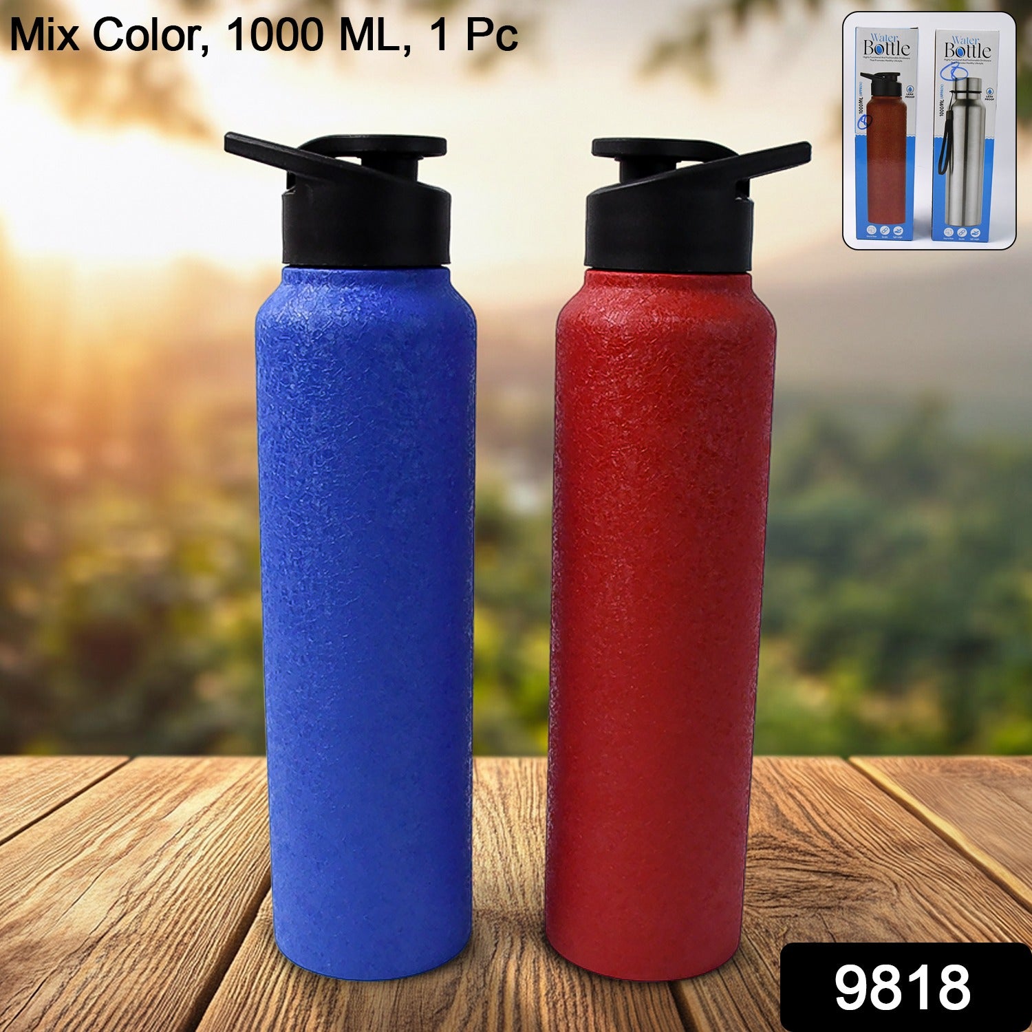 Stainless Steel Water Bottle, Fridge Water Bottle (1000ML / Mix Colour / 1 Pc)