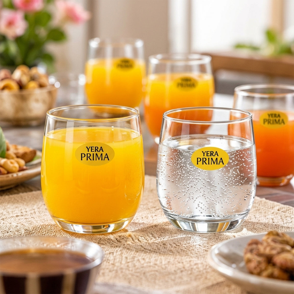 Yera Prima Bonn Clear Glass Tumbler Set for Water, Juice and Drinks (6 Pc)