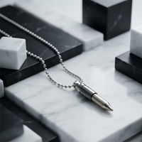 Silver Bullet Pendant Necklace for Men Sleek Two Tone Design with Ball Chain Style