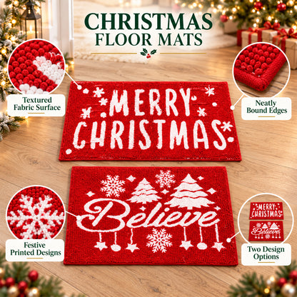 Christmas Decorative Chenille Floor Mat, Mixed Design and Size (1 Pc)