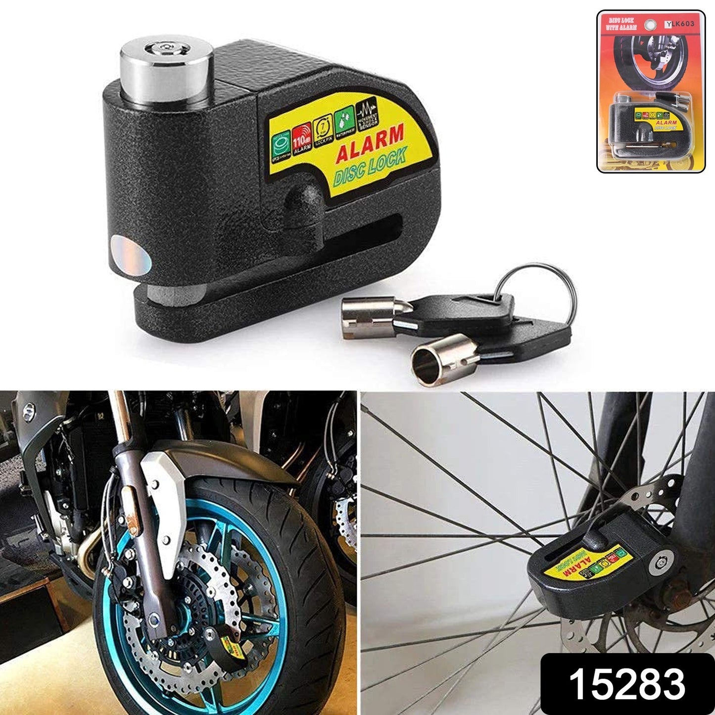 Alarm Disc Lock Motorbike Anti-Theft Disc Brake Lock (1 Pc / With 2 Key)