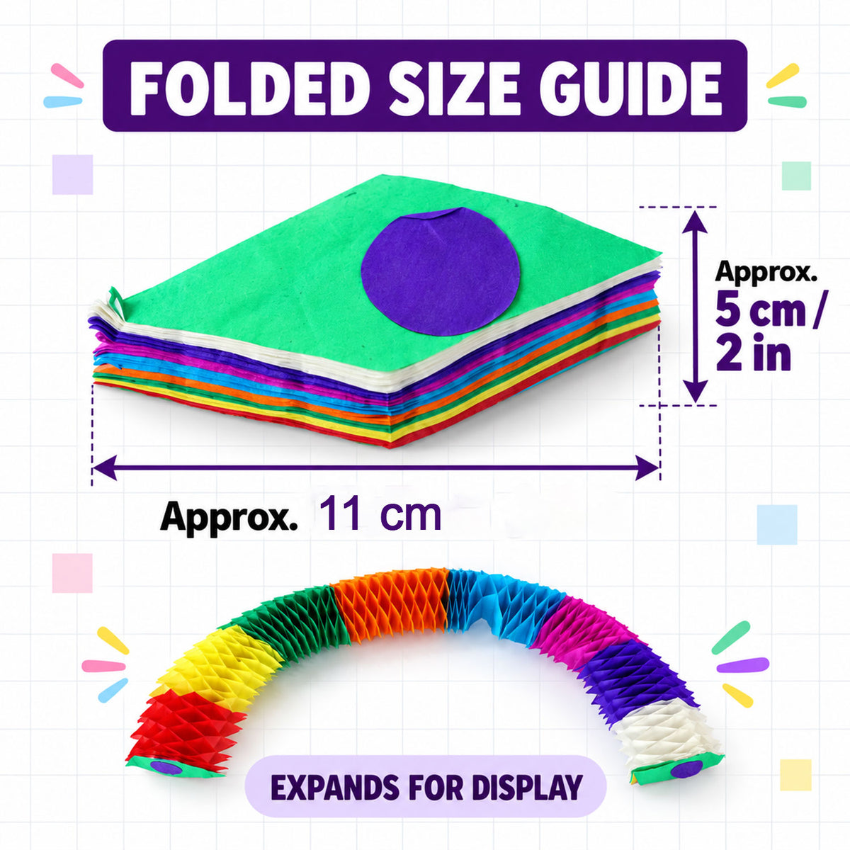 Multicolour Honeycomb Paper Garland for Party Decor (Approx. 2.5 m, 1 Pc)