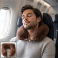 Men's U Shaped Soft Brown Plush Travel Neck Pillow for Head Support (1 Pc)