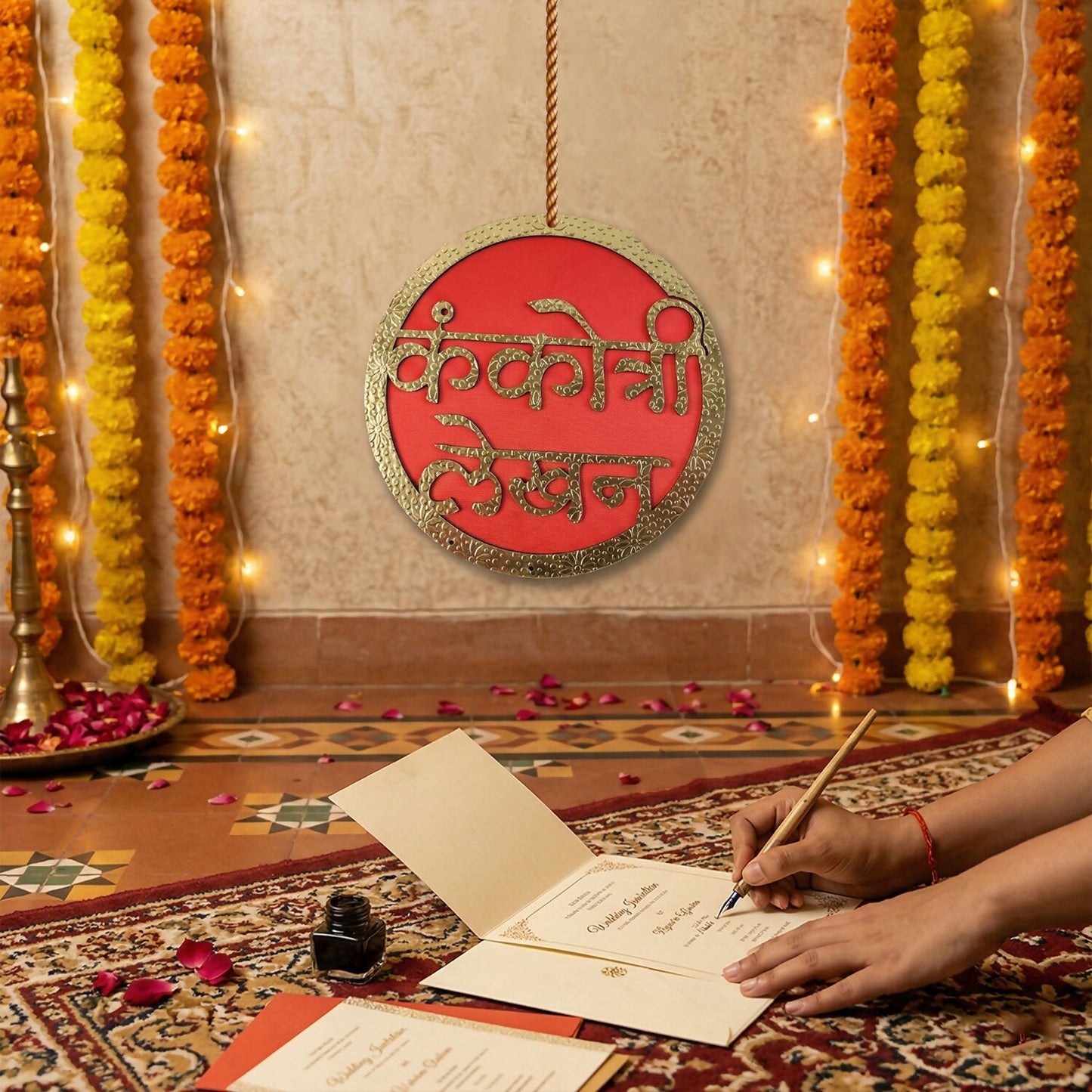 Kankotri Lekhan Ceremony Decor | Wedding Invitation Ritual Wall Hanging