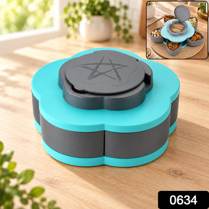 5 Compartment Petal Shape Storage Box for Dry Fruits and Masala (1 Pc)