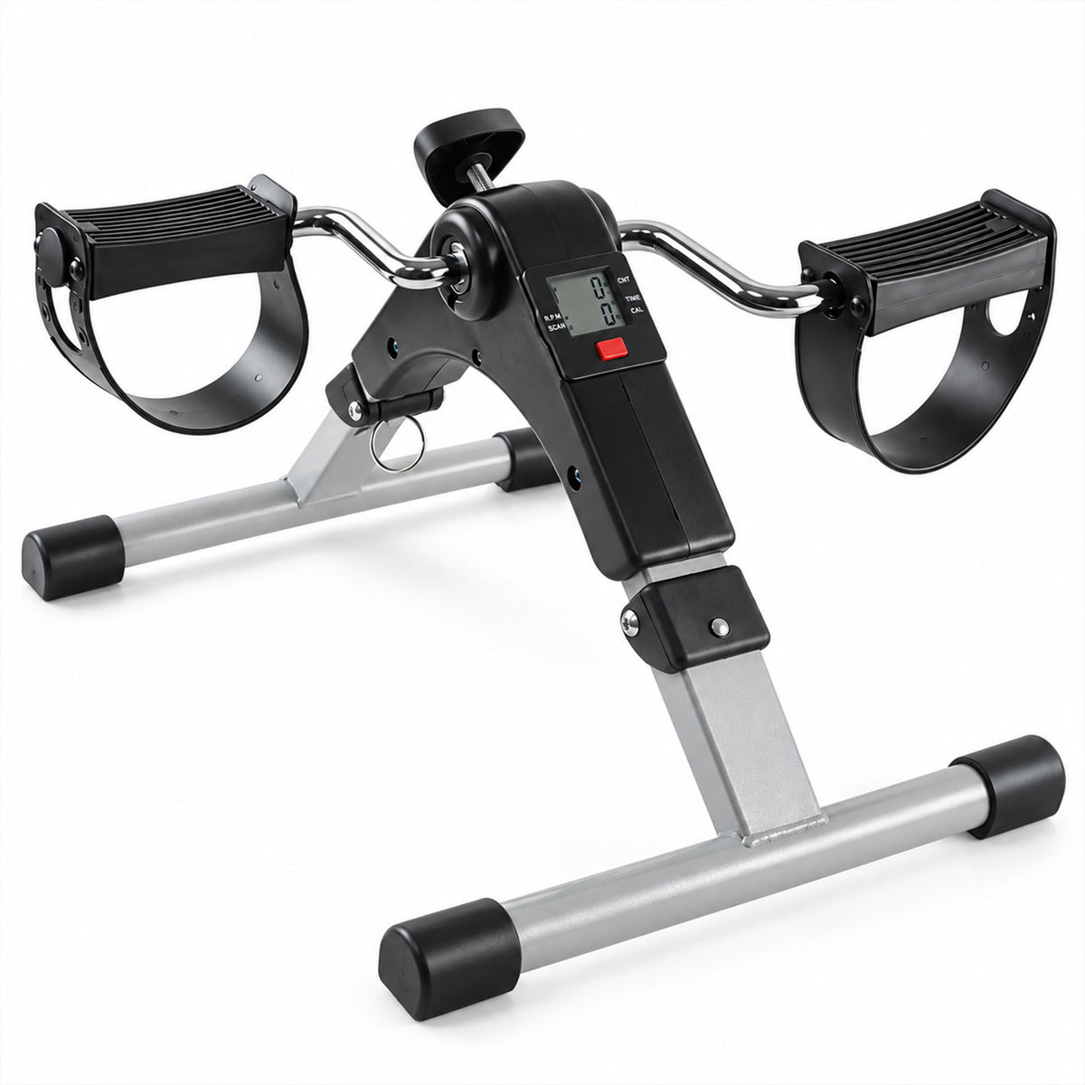 Foldable Mini Cycle Pedal Exerciser with Resistance Knob and Display (1 Set)