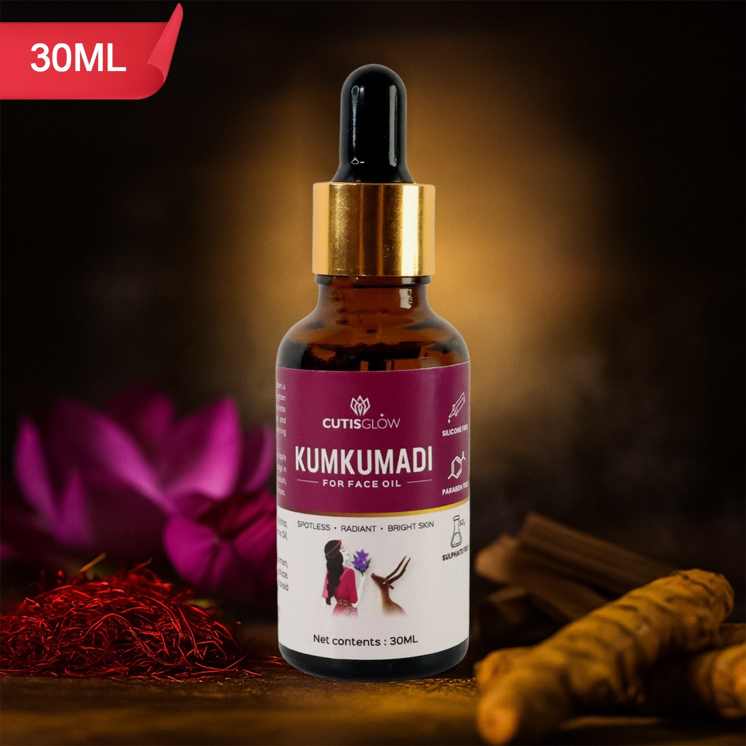 Eyelet Kumkumadi Face Oil – Ayurvedic Brightening & Spotless Radiance Elixir with Saffron & Herbs (30ml)