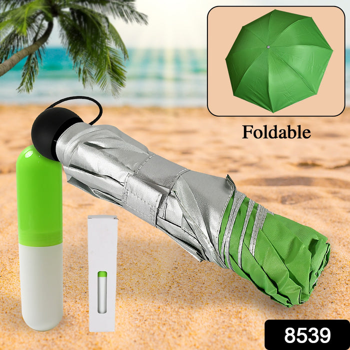 3 Fold Sun Protective Solid Foldable Outdoor Umbrella, Portable Sun, UV Protection Lightweight Rain Umbrella With Umbrella Case For Girls, Women, Men, Boys