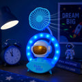 Astronaut RGB LED Night Lamp with USB Rechargeable Mini Fan for Kids