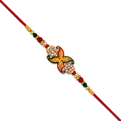 Bead Rakhi with Golden Flower Motif Elegant & Festive Sibling Gift (10pcs)