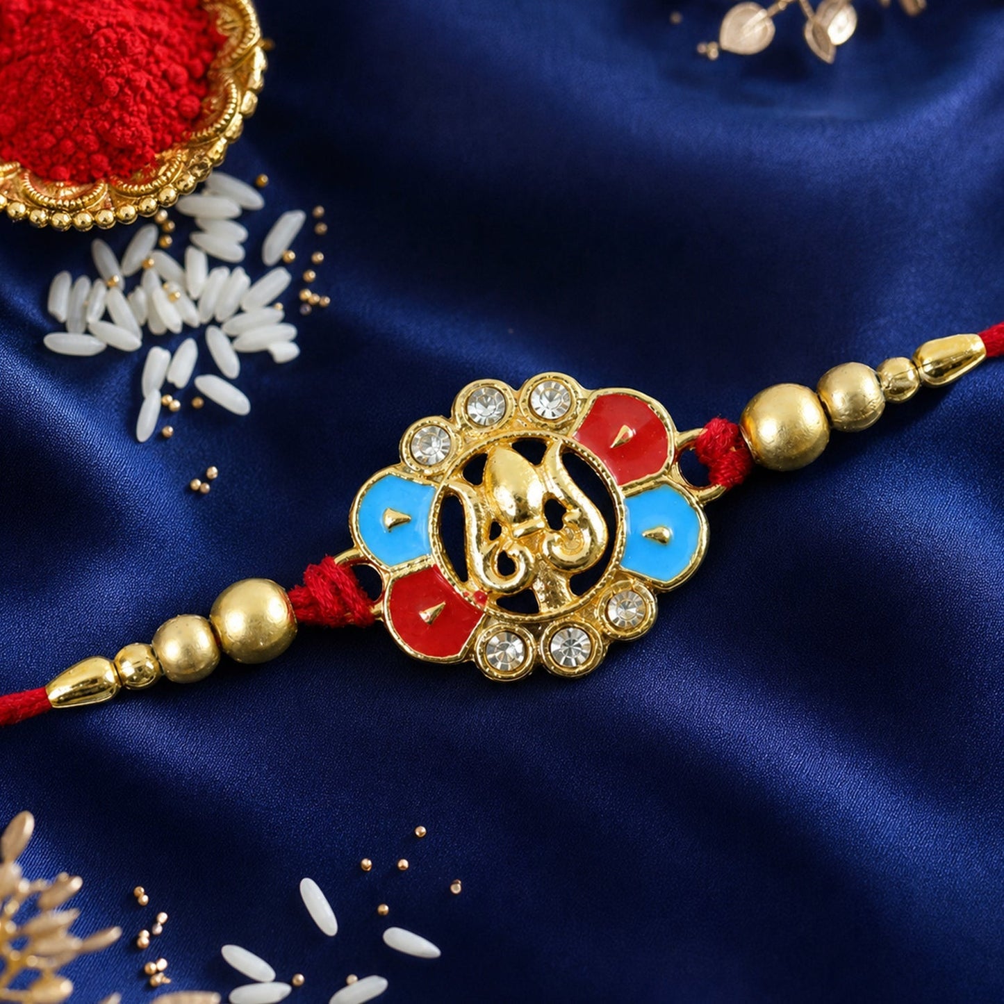 Traditional Trishul Rakhi with Decorative Beads for Brother (10pcs)