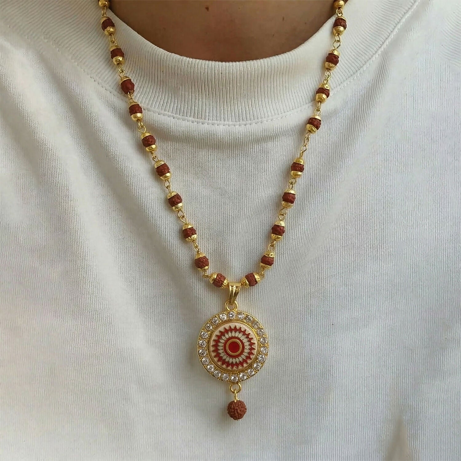 Rudraksha bracelet with gold finish