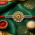 Kundan Rakhi Handcrafted Multicolor Stone Design for Brothers (10pcs)