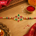 Floral Meena Stone Rakhi Design for Raksha Bandhan Celebration (10pcs)