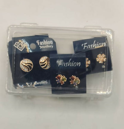 3-Pair Rose Gold Stud Earring Set - Flower, Swirl, Butterfly for women and girls Combo Pack of 3