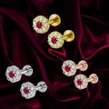 Ruby and AD Stud Earrings Combo – Gold, Rosegold & Silver Plated