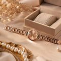 Women’s Rose Gold Round Dial Watch – Elegant & Stylish Timepiece