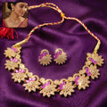 Pink Floral Necklace Set – Elegant Jewelry for Festive Occasions