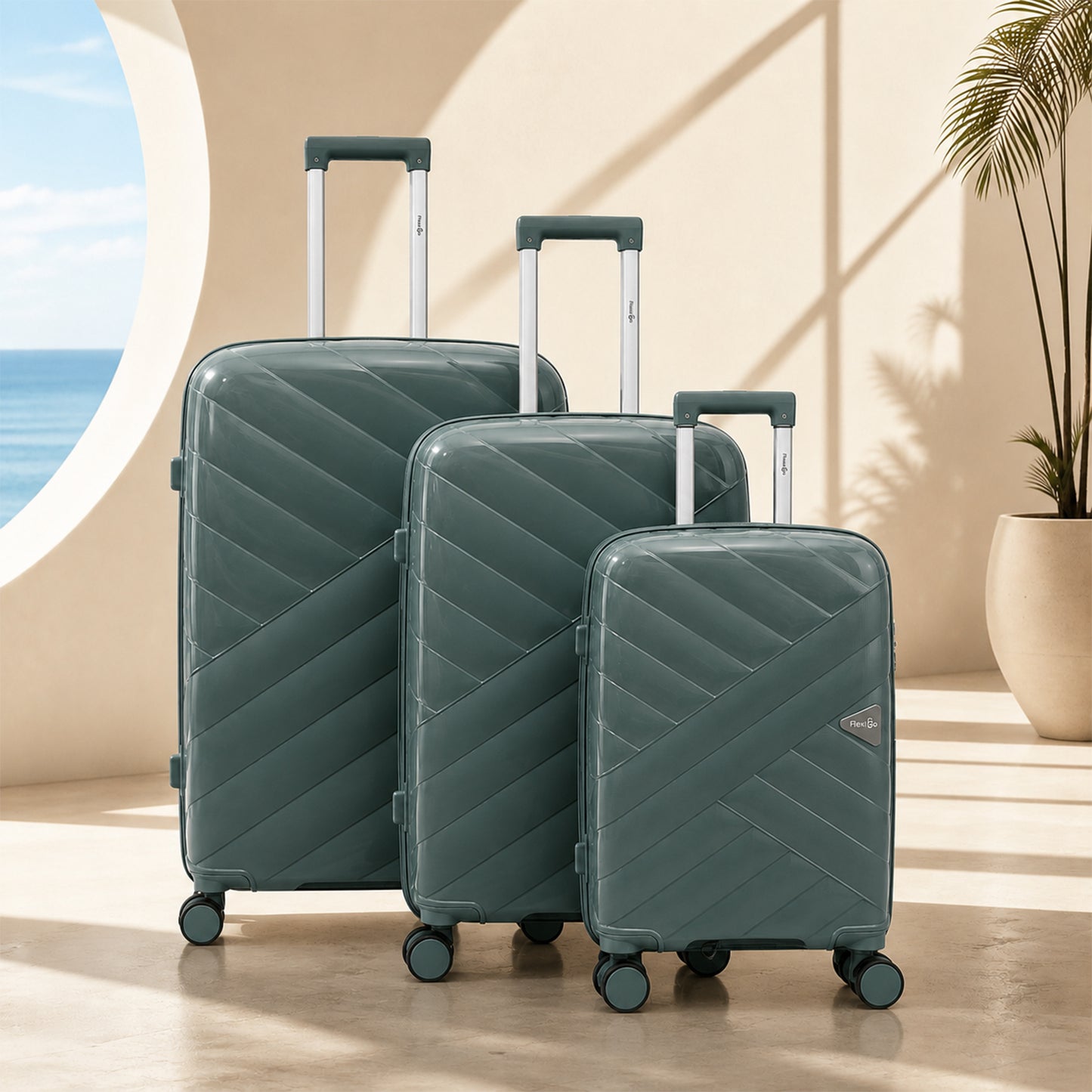 Quartz Grey Hard Shell Trolley Suitcase with 360° Wheels & TSA Lock for Easy Travel