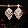 Kundan Stud Earrings – Traditional White Seed Bead & Pearl Drops