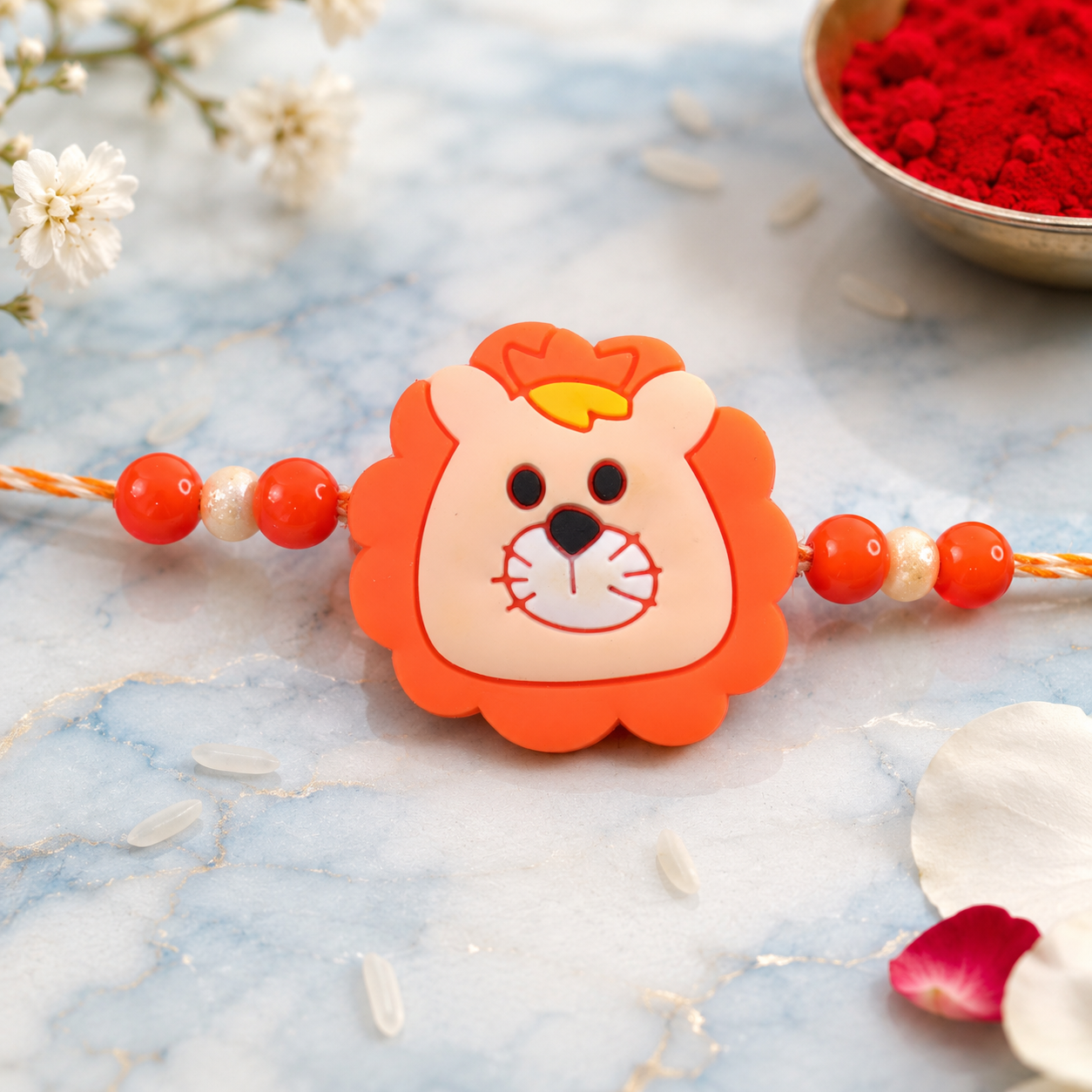 Lion Character Rakhi Beaded Design for Kids Brother (10pcs)