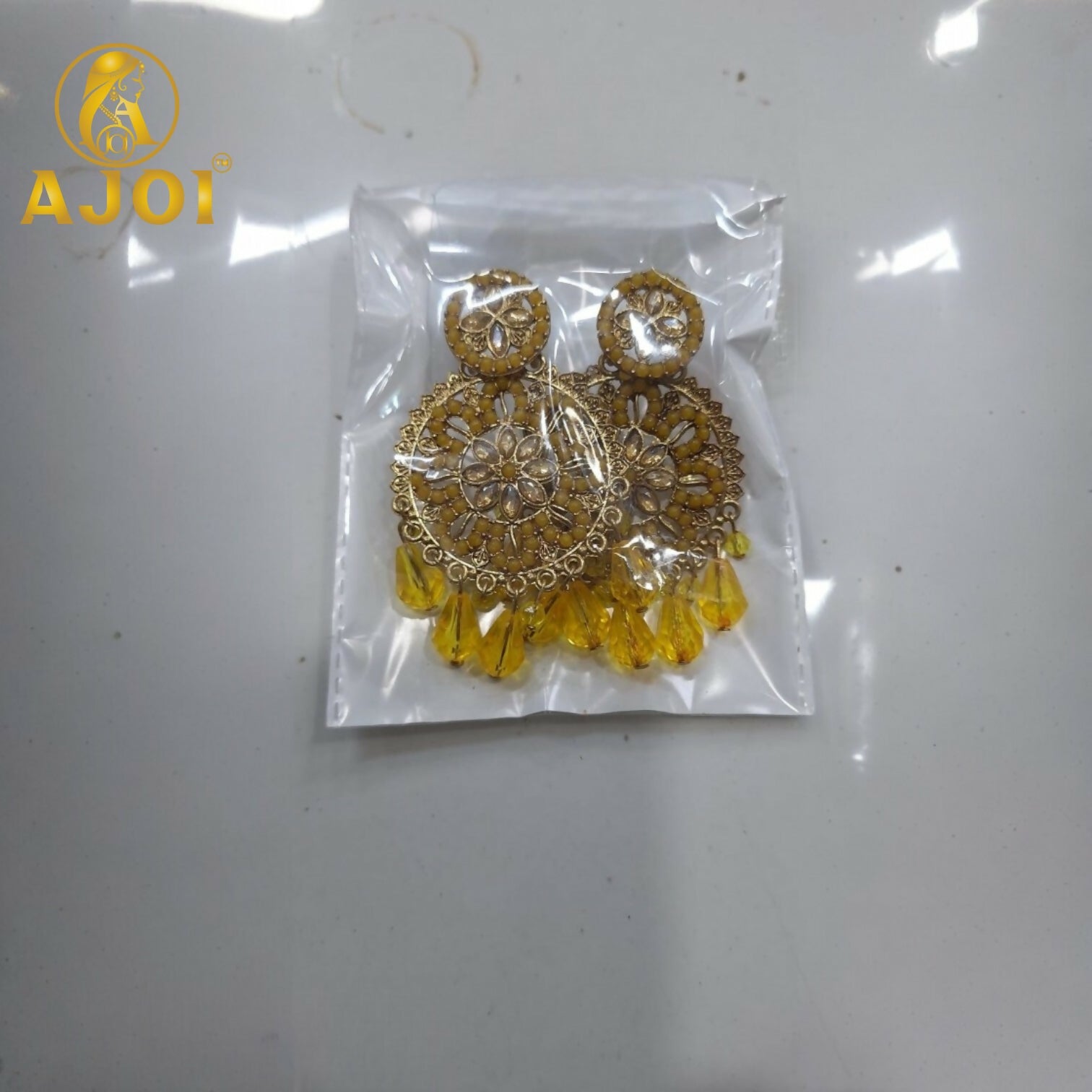 Golden Amber Floral Earrings