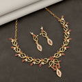 Emerald Choker Necklace Set – Rustic Gold Pink Thread