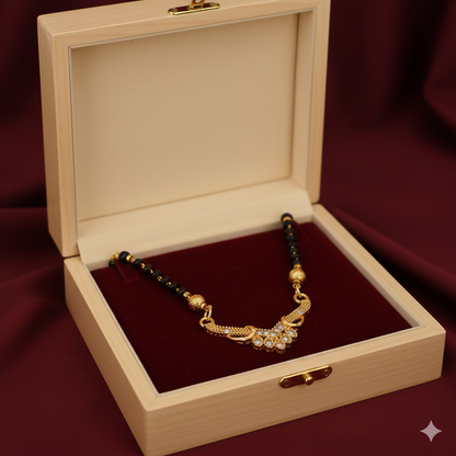 Gold Plated Mangalsutra with AD Floral Pendant