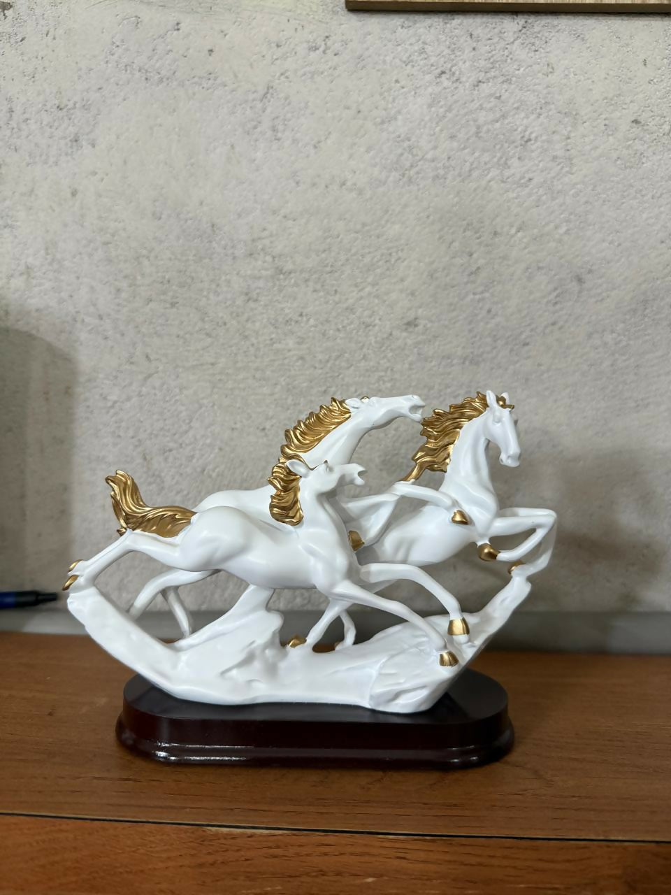 Running Horse Decorative Showpiece with Gold Accents for Home & Office Decor