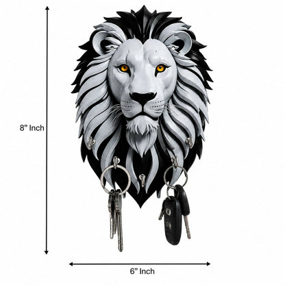 Lion face key holder with keys hanging on 5 hooks