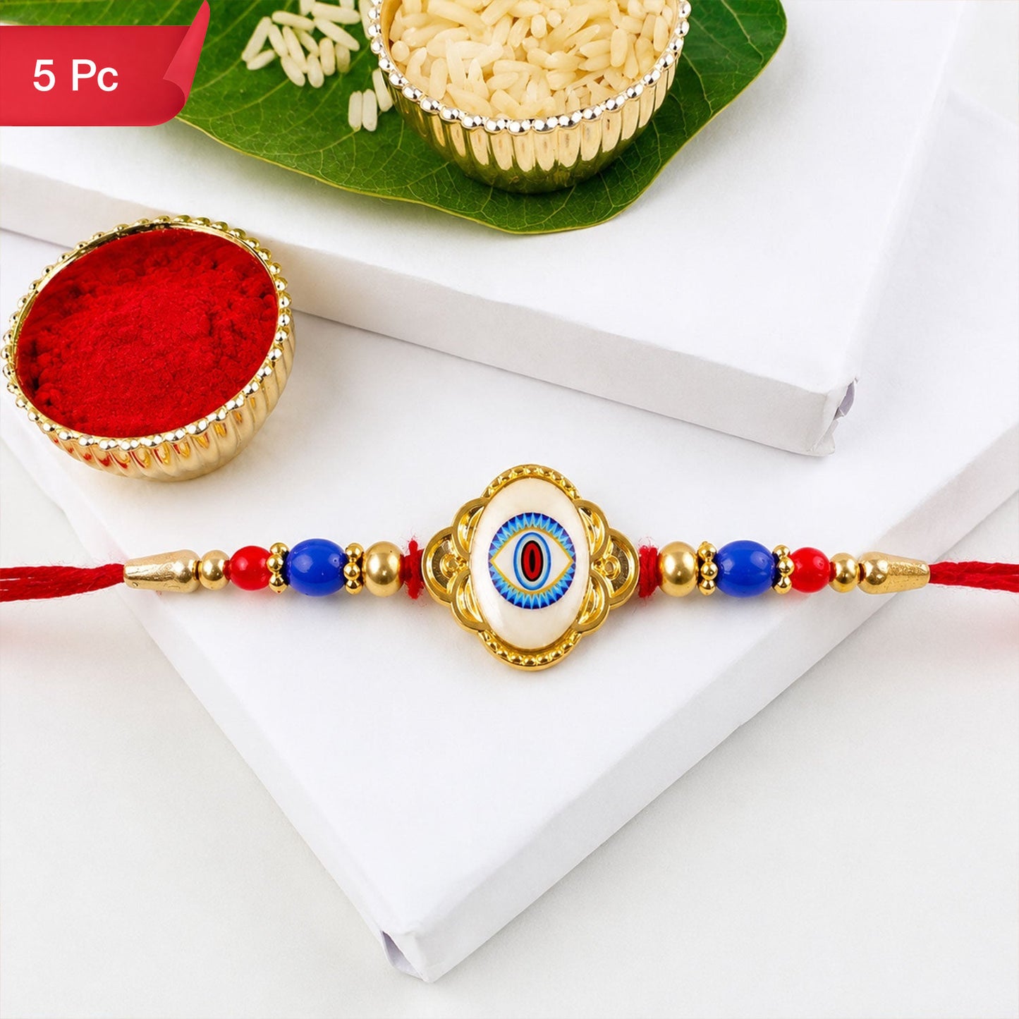 Evil Eye Motif Stone Studded Designer Rakhi for Brother (5pcs)